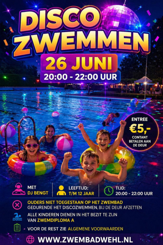 Discozwemmen – 26 juni | 20:00 – 22:00 uur